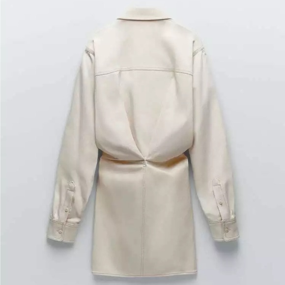 Zara White Cotton Shirt Dress With Pockets - Picture 8 of 8